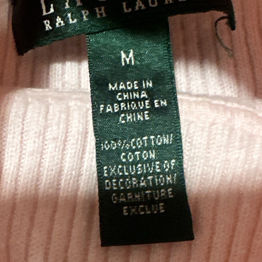 Vintage Womens Lauren Ralph Lauren Pink Ribbed Long Sleeve Turtleneck Sweater M - Picture 5 of 9